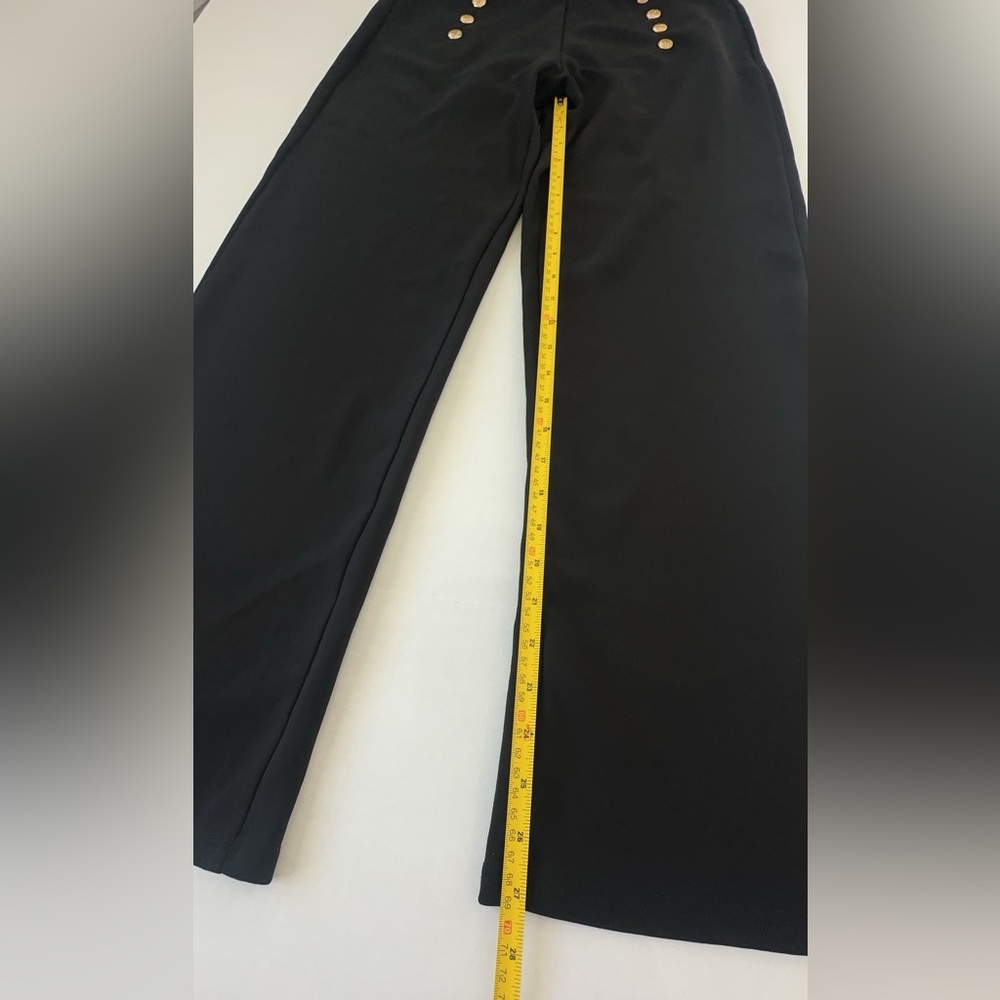 A4 Sports Black Pants with Gold Buttons Women’s Size L – Stretch Dressy Trouser - Picture 9 of 10